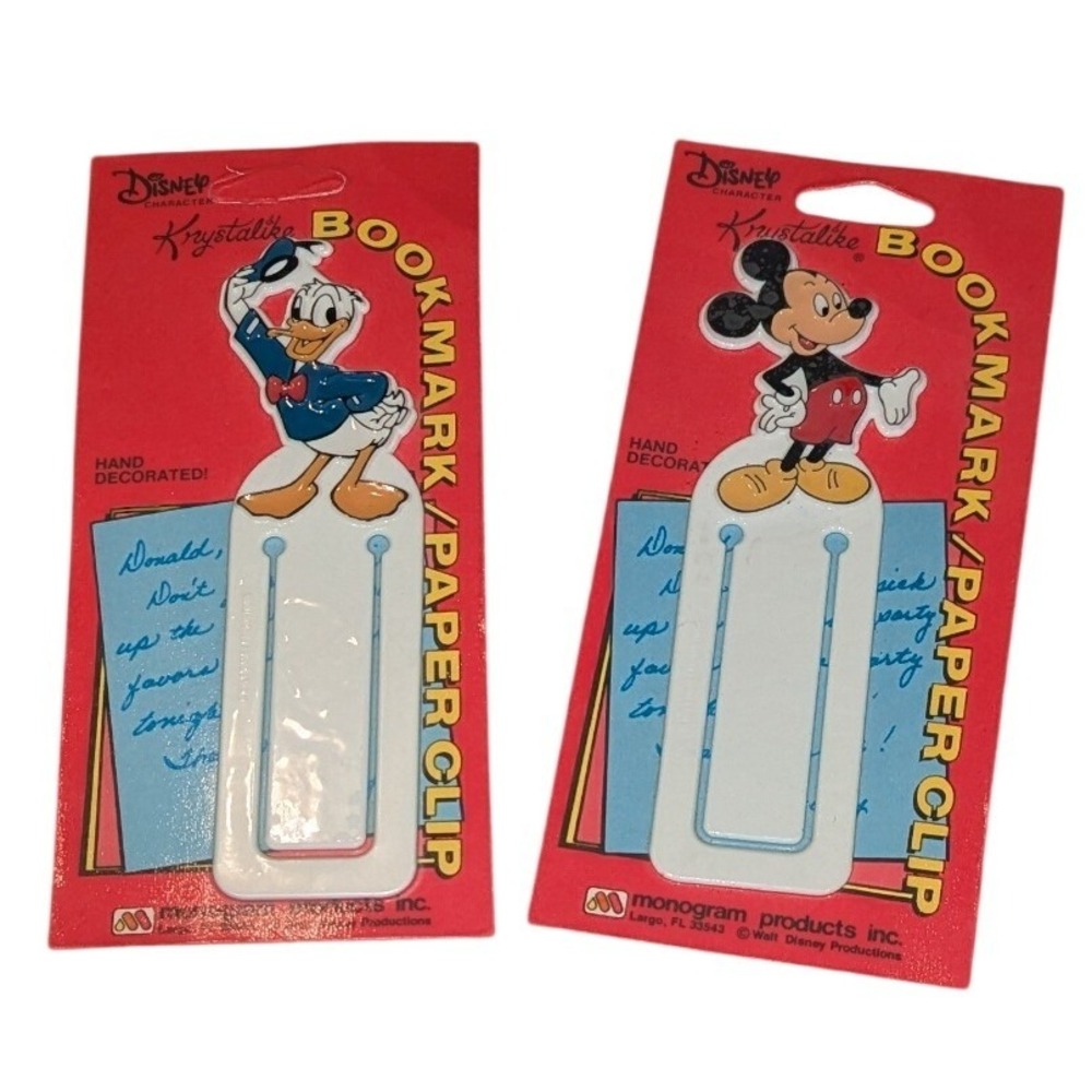 Disney Bookmark Paper Clip Unisex OS Multi New Vintage Mickey Donald 2pc Set